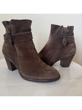 Paul Green Sheridan Suede Booties Taupe 7.5 US Block Heel